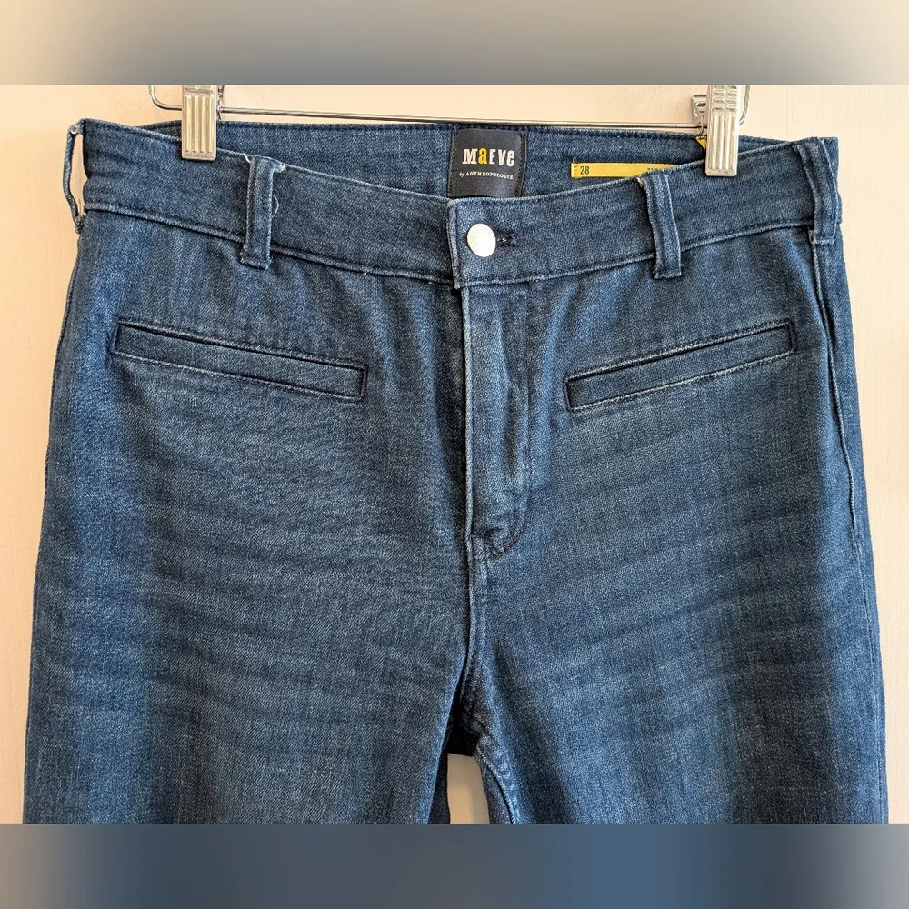 Anthropologie Maeve The Essential Slim High-Rise Straight Blue Jeans Size 28